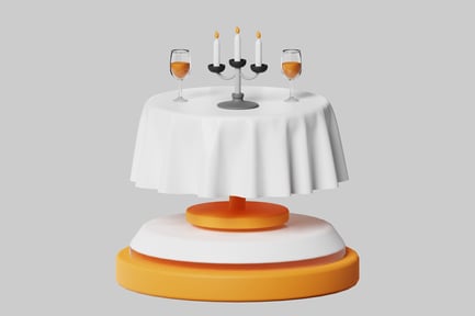 Preview: Retail Dining Table with Candlestick and Wine Glasses