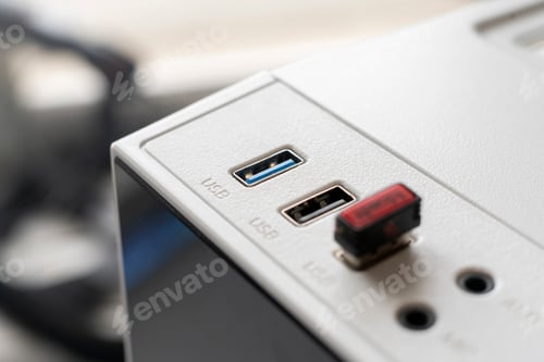 Preview: a macro view of the usb 3.0 data connection, inserting the wire port equipment
