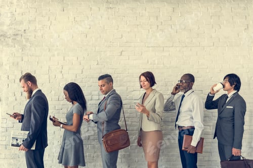 Preview: Business People Using Device Rush Hour Concept