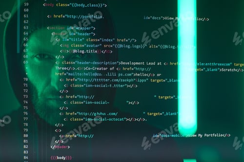 Preview: Computer hacker with computer codes