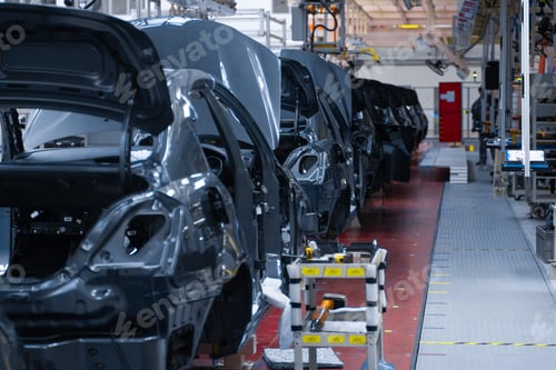 Preview: Movement of vehicles along the production line at the plant. Car Assembly shop. Car Assembly by