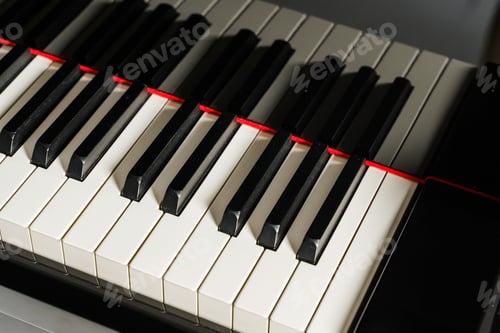Preview: Closeup of grand piano keyboard