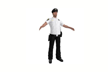 Preview: Police officer in white uniform with extended arms