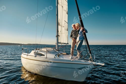 Preview: Full length of a happy senior couple in love, man and woman standing on the