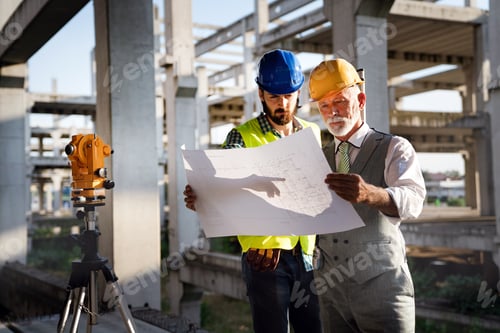 Preview: Team of construction engineers, architects working on building site