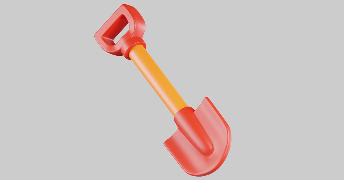 Red kids toy shovel 3D, Incl. shovel & plastic - Envato