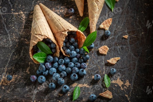 Preview: Delicious blueberries in waffels as a symbol of ice cream