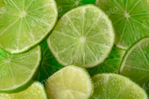Preview: Juicy lime slices flat lay