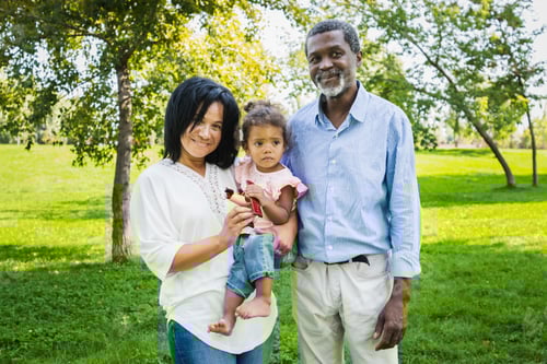 Preview: Beautiful happy african american family bonding at the park