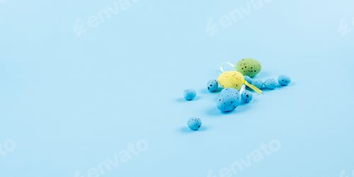 Preview: Easter eggs on blue monochrome backdrop