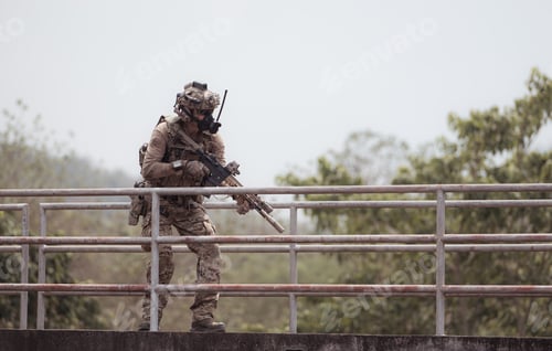 Preview: Soldiers in camouflage military uniforms carrying weapons, Reconnaissance missions
