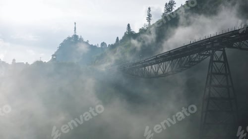 Preview: Fog flowing on the monorail funicular track