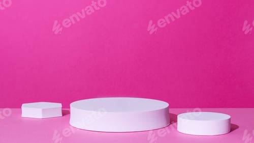Preview: Empty podium or stand for product showcase on pink background
