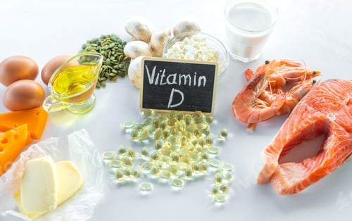 Preview: Products containing vitamin D. Selective focus.