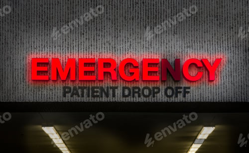 Preview: Rundown Hospital ER Drop Off Sign