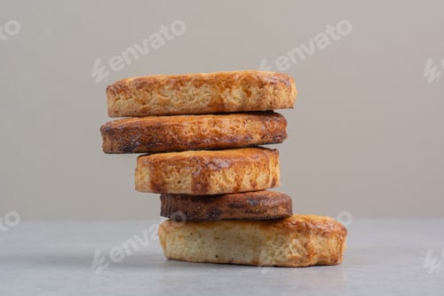 Preview: Stack of homemade biscuits on gray background