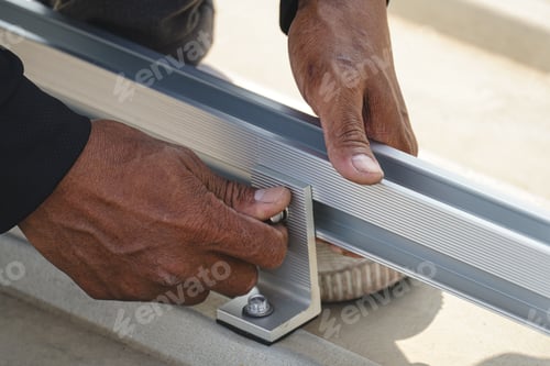 Preview: Install aluminum rails to support for solar cell panels.
