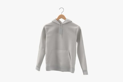Preview: Hanging Male Hoodie with Wooden Hanger and Tag