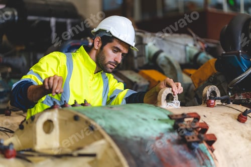 Preview: professional technician engineer with safety hard hat working to maintenance construction