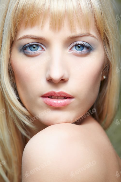 Preview: Close-Up Headshot Portrait Of Beautiful Blue-Eyed Blonde Girl