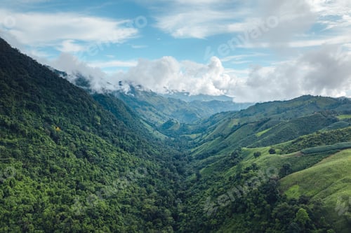 Preview: Green mountain valley nan thailand,green mountain fields with blue sky