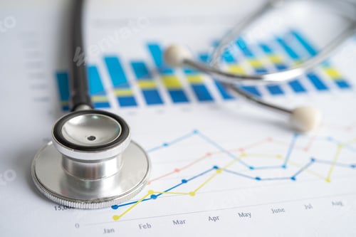 Preview: Stethoscope on graph paper, Finance, Account, Statistics, Investment, Analytic research data economy