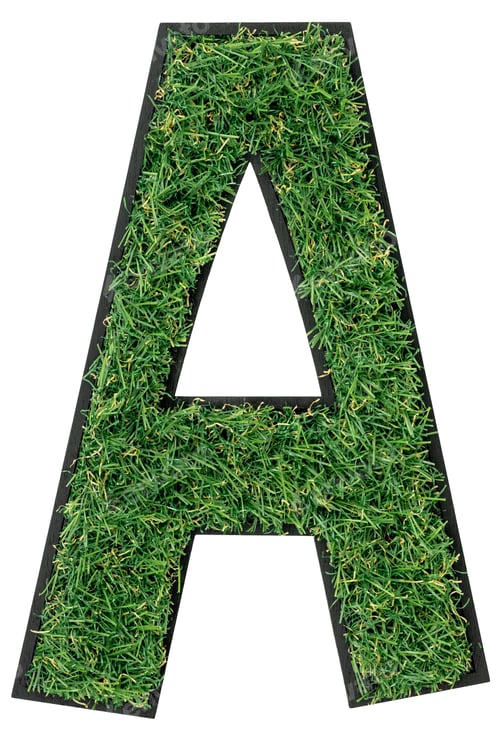 Preview: Letter A made of green grass isolated on white.