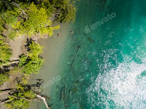 Preview: Aerial view of Arve an Rhone river confluent in Geneva Switzerl