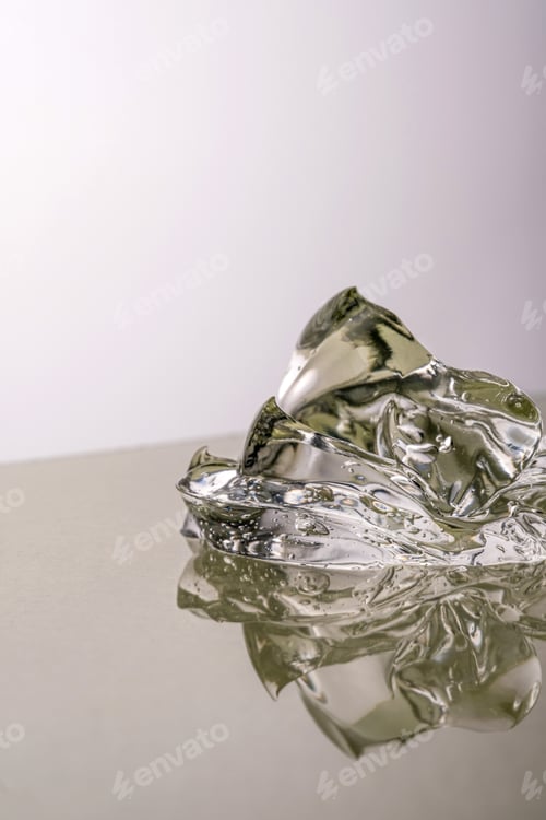 Preview: Transparent hyaluronic gel on a green background.