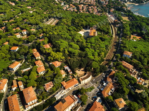 Preview: Top view of the city and the promenade located in Castiglioncello in Tuscany. Italy, Livorno