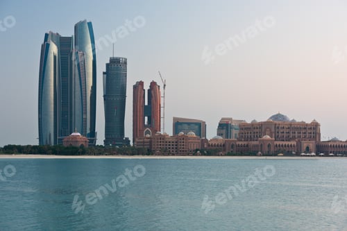 Preview: Abu Dhabi buildings skyline from the sea