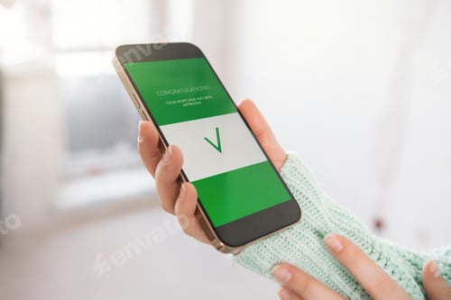 Preview: Mortgage approved online on a phone. Mortgage in internet.
