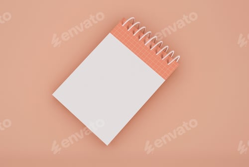 Vista previa: 3D Illustration. Spiral blinder notebook mockup.