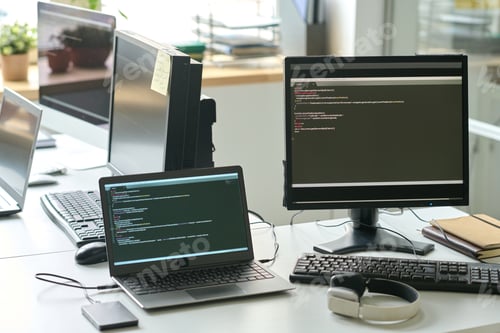 Preview: Computers with software on table