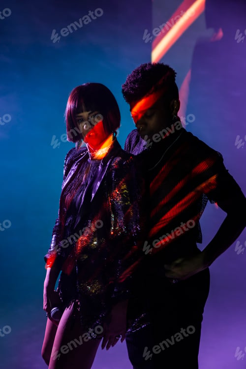 Preview: Sensual young dancers near smoke