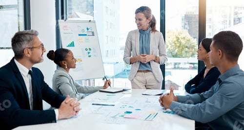 Preview: Coaching, workshop leader and business meeting presentation for teamwork, marketing strategy or dat