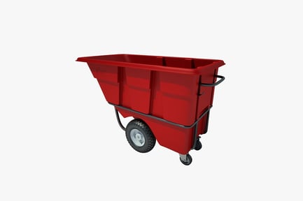 Preview: Four-wheeled rectangular wheelbarrow with dual compartments