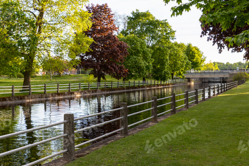 Preview: Rideau Canal in Smiths Falls town in Ontario, Canada in spring.