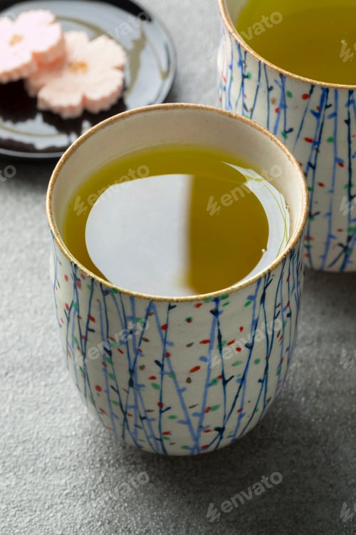 Preview: Mugs with Japanese green tea and candy