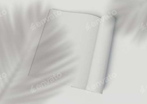 Preview: 3d illustration. Open magazine mockup.