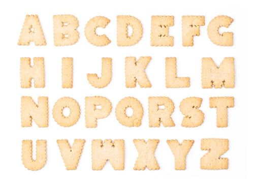 Preview: Alphabet from cookies isolated on white background