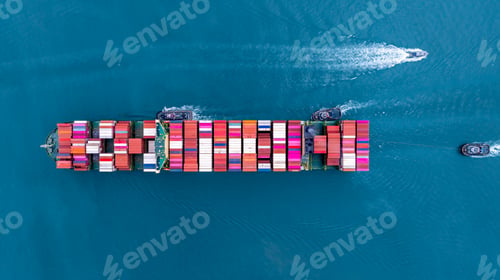 Preview: Aerial view container cargo ship international industrial, Global business import export
