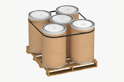 Preview: Pallet with Cardboard Drum Barrels & Straps