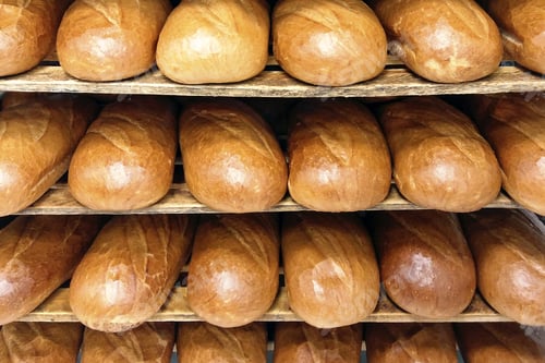 Preview: Bread shelves stand in bakery or supermarket
