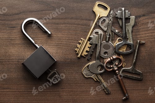 Preview: Opened Check-Lock And Different Keys Concept