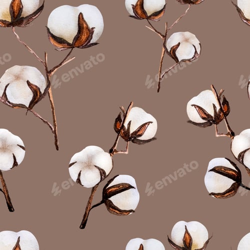 Preview: Cotton bud flowers watercolor drawings