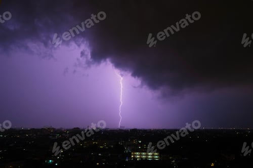 Preview: Realistic lightning isolated Electricity. Natural light effect, glowing background .