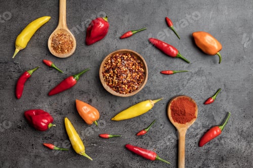 Preview: Variety of fresh and dried chili peppers