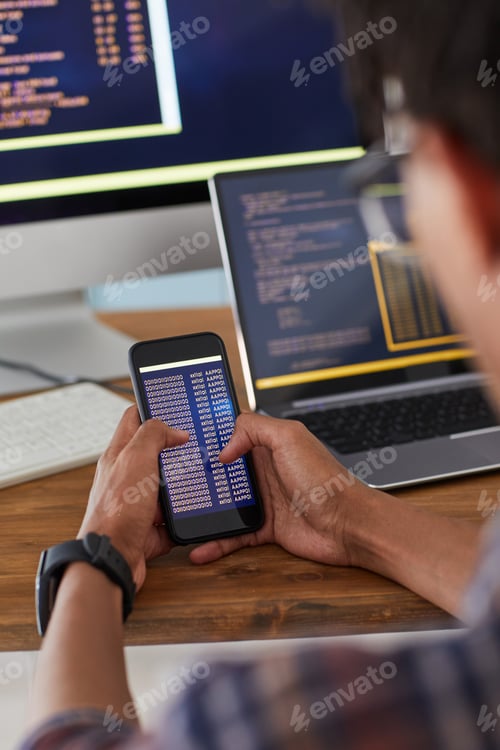 Preview: Mobile App Developer at Workplace Close Up
