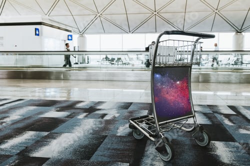Preview: Airport luggage trolley in a passenger terminal
